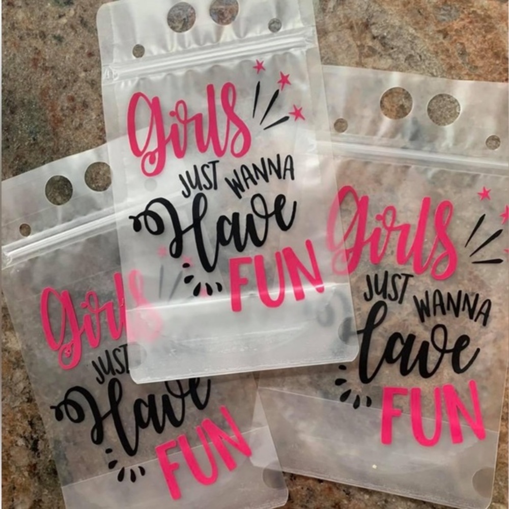 Girls just wanna have fun reusable drink pouch
